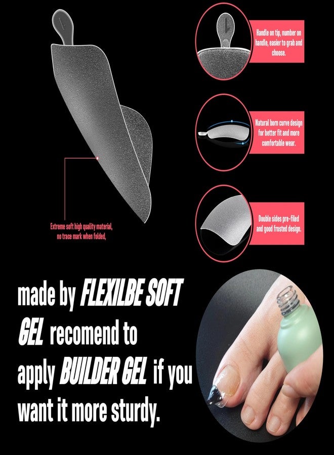 NOVO OVO 120 pcs Long Toe Nail Tips Press on, Curved Full Cover Longtoes Claw, Clear Double Matte Pre-filed Nail Extension for Pedicure Acrylic, Tapered Square Soft Gel Toenails x 12 Sizes - Image 3